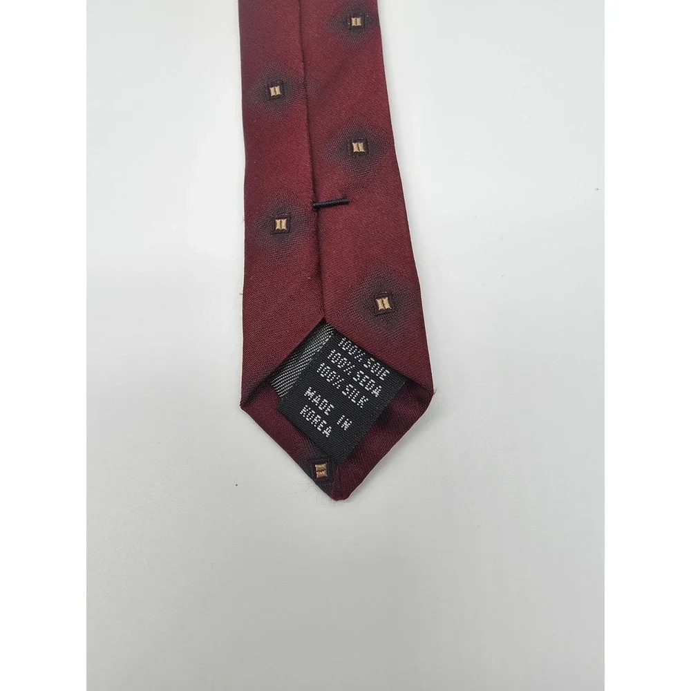 Vintage Valerio Garati Maroon Geometric Pattern Handmade 100% Silk Tie 58